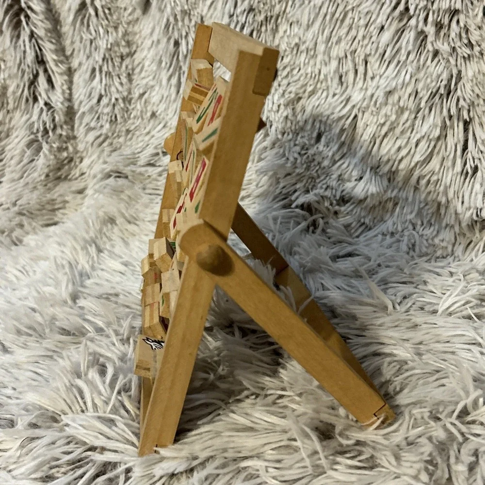 Vintage‎ LEARN THE ALPHABET Abacus Style Folding Wooden Turning Blocks Toy